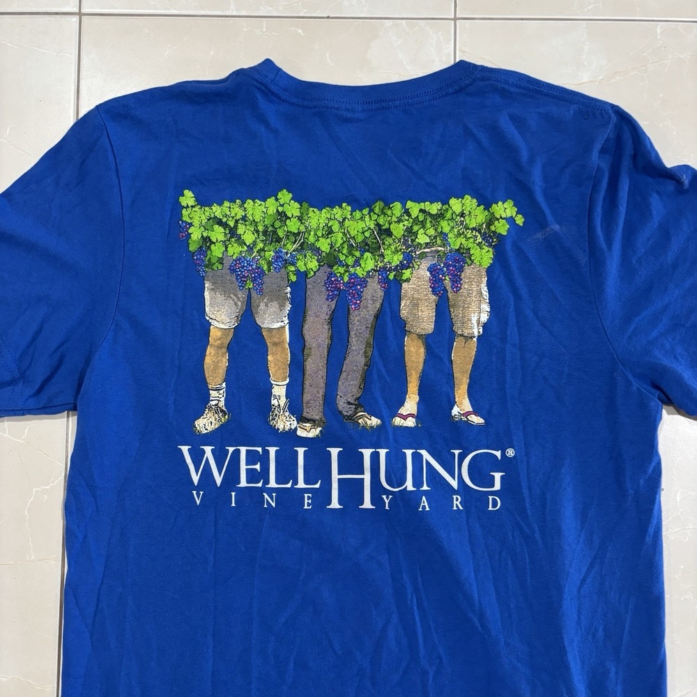 Vintage Well Hung Vineyards T Shirt Funny Comedy Tee Drinking Party Men's Small